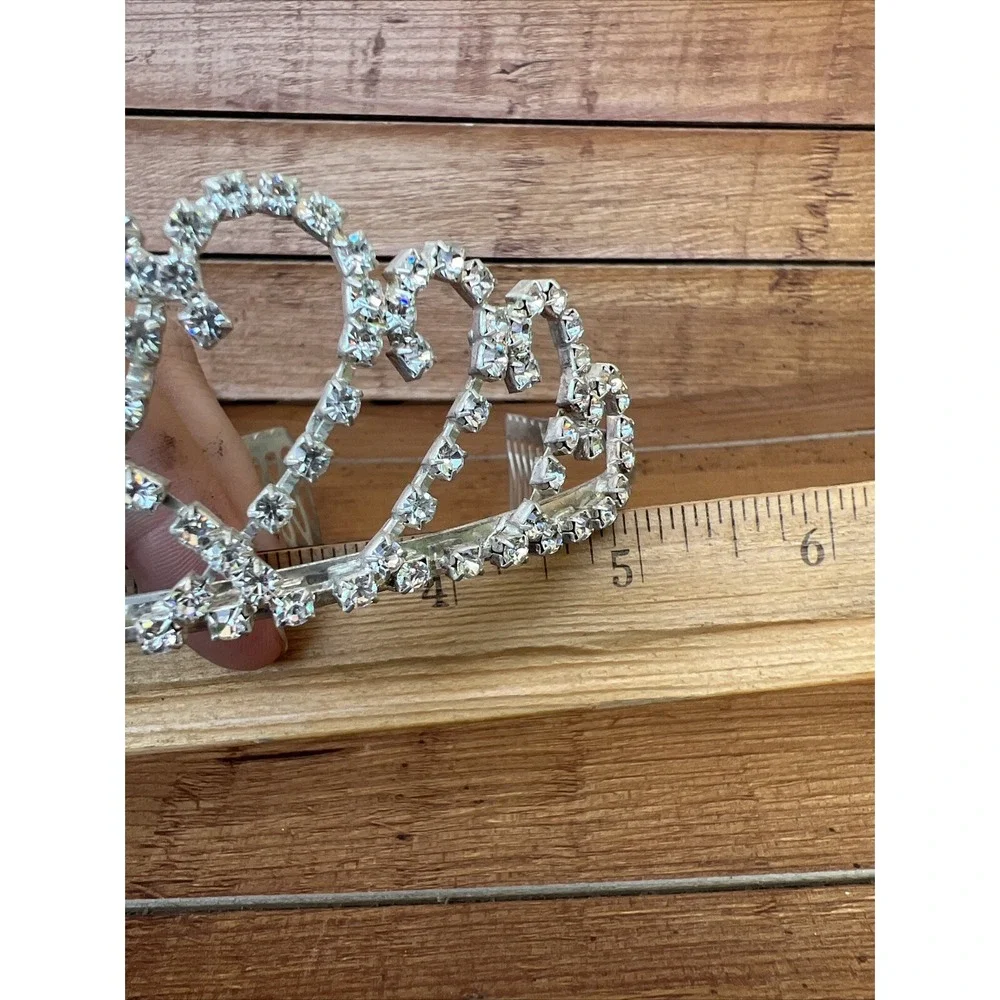Jeweled Heart Silver Crown - Rhinestone Wedding Costume Tiaras for Girls New‎